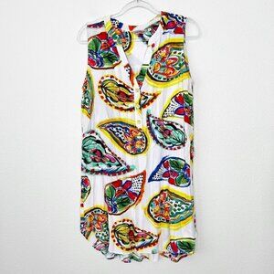 Jams World Hawaii Womens Large Chardonnay V-Neck Henley Rayon Sleeveless Dress